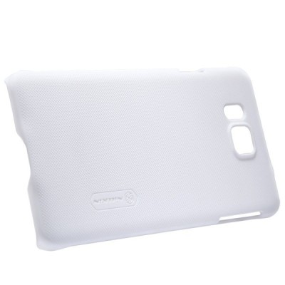 Nillkin Frosted Shield Samsung Galaxy Alpha baltas plastikinis dėklas + apsauginė ekrano plėvelė / Priedai.lt