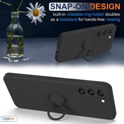 Samsung Galaxy S23 (SM-S911) „Ring“ Kickstand (TPU) juodas dėklas - nugarėlė | Priedai.lt