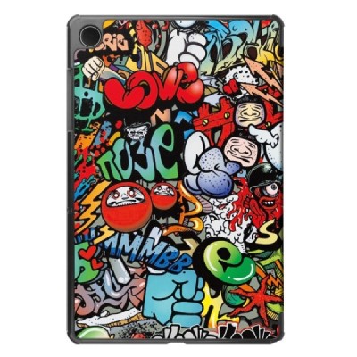 Samsung Galaxy Tab A11+ / A9+ flip "Street Art" colorful case - book | Priedai.lt
