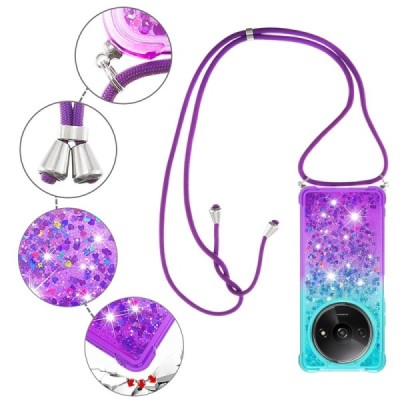 Xiaomi Redmi A3 (Poco C61) „Strap“ Shine kieto silikono TPU mėlynas violetinis dėklas - nugarėlė | Priedai.lt