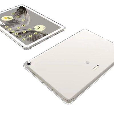 Google Pixel Tablet reinforced protection hard silicone TPU transparent case - back | Priedai.lt
