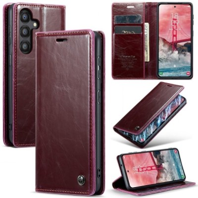 Samsung Galaxy A55 5G (SM-A556) CaseMe Leather Solid Flip Case Book - Burgundy | Priedai.lt