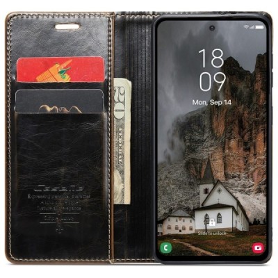 Samsung Galaxy A55 5G (SM-A556) CaseMe Leather Solid Flip Case Book - Brown | Priedai.lt