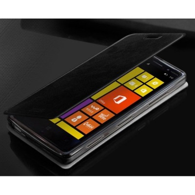 „Mofi“ Rui serijos Nokia Lumia 830 juodas odinis atverčiamas dėklas / Priedai.lt