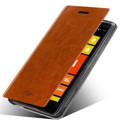 „Mofi“ Rui serijos Nokia Lumia 830 rudas odinis atverčiamas dėklas / Priedai.lt
