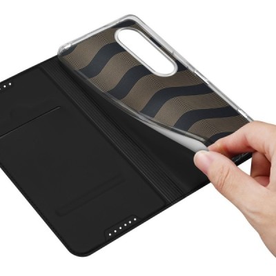 Sony Xperia 1 VI "Dux Ducis" Skin Flip Book Case - Black | Priedai.lt