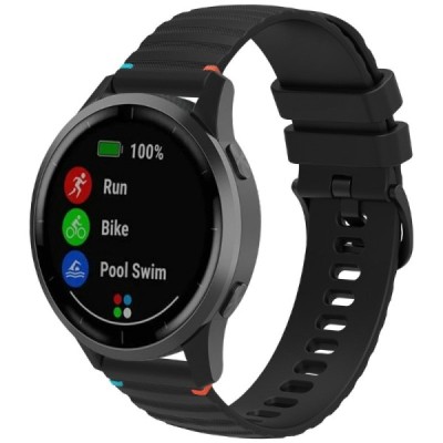 Wave smart watch (Samsung Galaxy Watch3, Gear, Watch GT) hard silicone (TPU) black bracelet | Priedai.lt