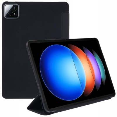 Xiaomi Pad 6S Pro solid flip black leather case - booklet (foldable) | Priedai.lt