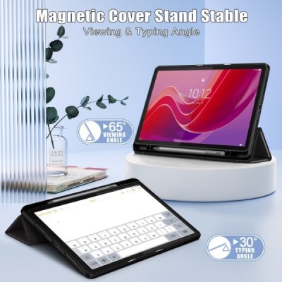 Lenovo Tab M11 (Xiaoxin Pad 11 2024) „Deluxe“ flip-up black leather case - booklet | Priedai.lt