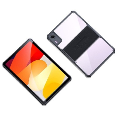 Xiaomi Redmi Pad SE 11" „XUNDD“ transparent black bordered hard silicone TPU acrylic case - back | Priedai.lt