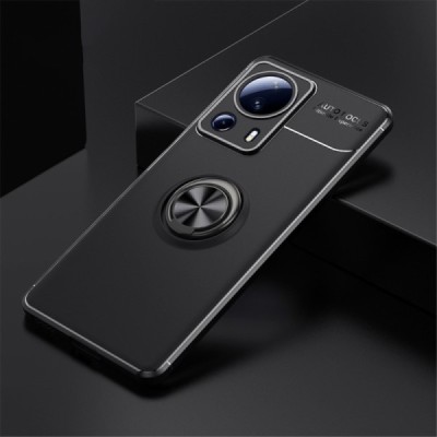 Xiaomi 13 Lite „FOCUS“ Kickstand hard silicone TPU black case - back | Priedai.lt