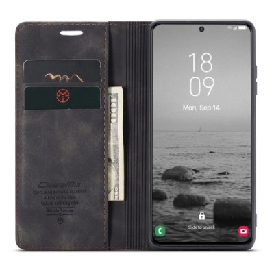 Samsung Galaxy S23 (SM-S911) CaseMe Retro Solid Flip Case Book - Black | Priedai.lt