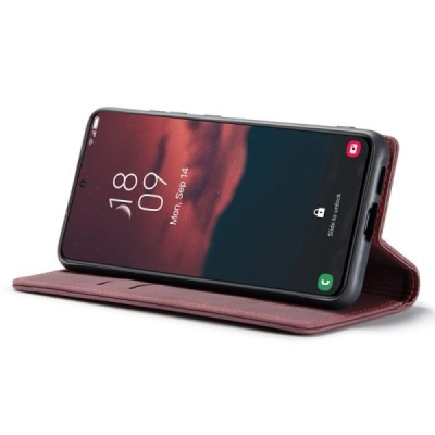 Samsung Galaxy S24 (SM-S921) CaseMe Retro Solid Flip Case Book - Burgundy | Priedai.lt