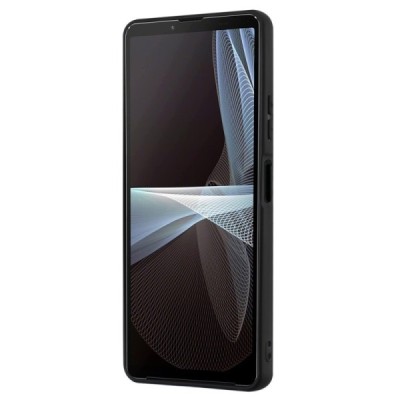 Sony Xperia 10 VI (6th Gen) „Kickstand“ Hard Silicone TPU Black Case - Back | Priedai.lt