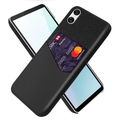 „KSQ“ Shell Sony Xperia 10 VI black leather case - back with pocket for cards | Priedai.lt