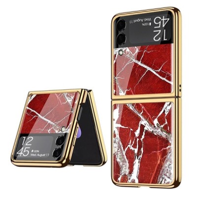 Samsung Galaxy Z Flip3 (F711) GKK Marble plastic red case - back | Priedai.lt