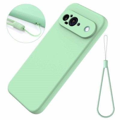 Google Pixel 9 Shell hard liquid silicone (TPU) case green - cover | Priedai.lt