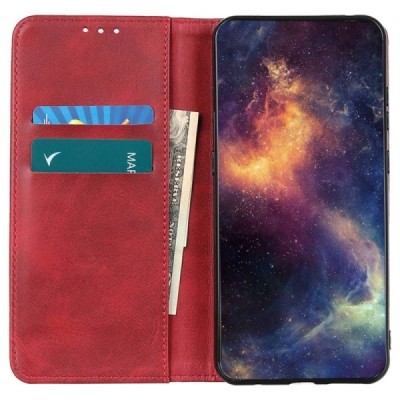 Huawei Honor X7b (Honor 90 Smart) „Split“ red leather flip case - booklet | Priedai.lt