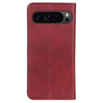 Google Pixel 10 Pro / 10 / 9 Pro / 9 „Split“ red leather flip case - booklet | Priedai.lt