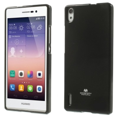 Huawei Ascend P7 Mercury juodas kieto silikono TPU dėklas - nugarėlė / Priedai.lt