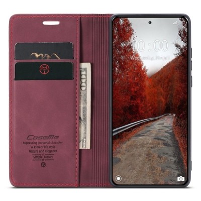 Xiaomi 14 Ultra CaseMe Retro Solid Flip Case Book - Burgundy | Priedai.lt