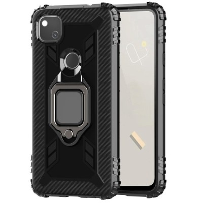 Enhanced protections „Kickstand“ Google Pixel 4A black hard silicone (TPU) and plastic case | Priedai.lt