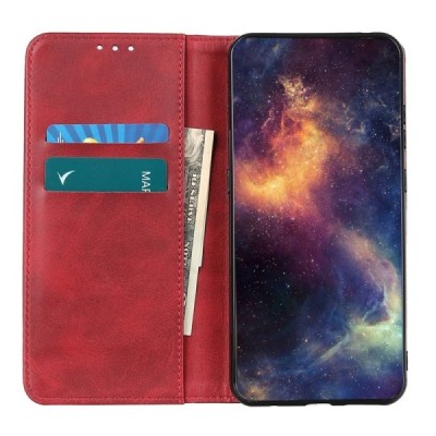 Samsung Galaxy A35 5G (SM-A356E) "Split" red leather flip case - book | Priedai.lt