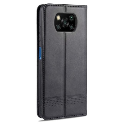 "AZNS" Retro Flip Leather Book Type Case for Xiaomi Poco X3 - Black | Priedai.lt