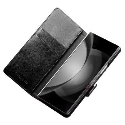 Samsung Galaxy Fold6 5G "QIALINO" flip-up leather case cover - black | Priedai.lt