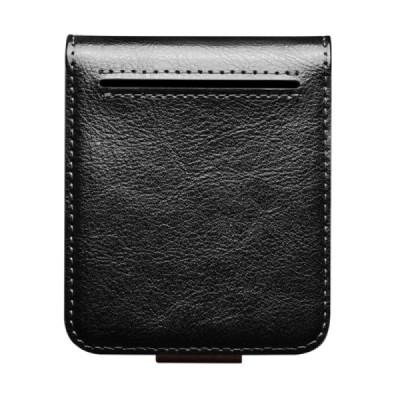 Samsung Galaxy Flip7 FE / Flip6 "QIALINO" flip-up leather case cover - black | Priedai.lt