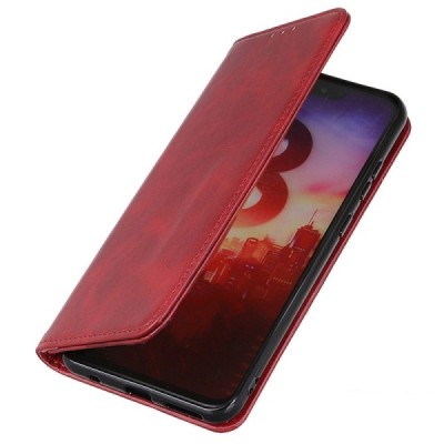 Samsung Galaxy A55 5G (SM-A556) "Split" red leather flip case - book | Priedai.lt