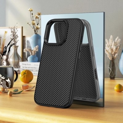 Apple iPhone 16 Plus "IPAKY" Carbon silicone TPU black case cover | Priedai.lt