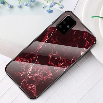 Samsung Galaxy A51 "Marble" Hard Silicone TPU Red Back Case Cover | Priedai.lt