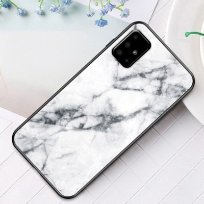 Samsung Galaxy A51 "Marble" Hard Silicone TPU White Back Case Cover | Priedai.lt