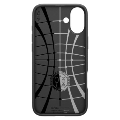 "Spigen" Liquid Air Apple iPhone 16 Black Hard Silicone Case Cover - Back | Priedai.lt