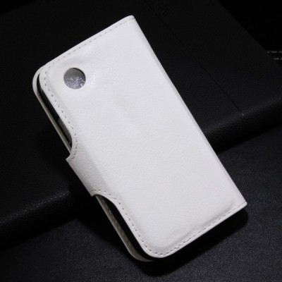 LG L40 (D160) atverčiamas baltas odinis Litchi dėklas - piniginė / Priedai.lt