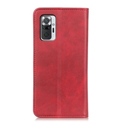 Xiaomi Redmi Note 10 Pro "Split" red leather flip case - book | Priedai.lt