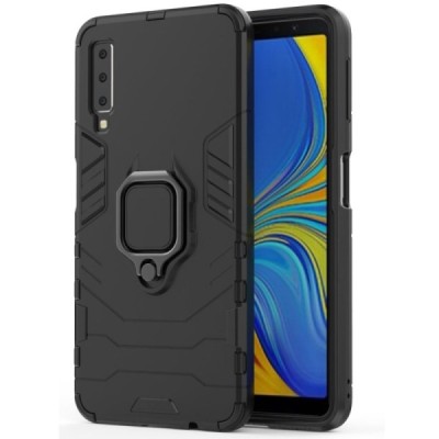 Enhanced protections "Kickstand" Samsung Galaxy A7 (2018) black hard silicone (TPU) and plastic case | Priedai.lt
