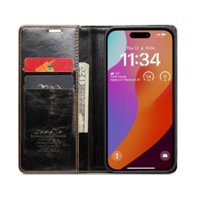 Apple iPhone 16 Plus CaseMe Leather Solid Flip Case Book - Brown | Priedai.lt