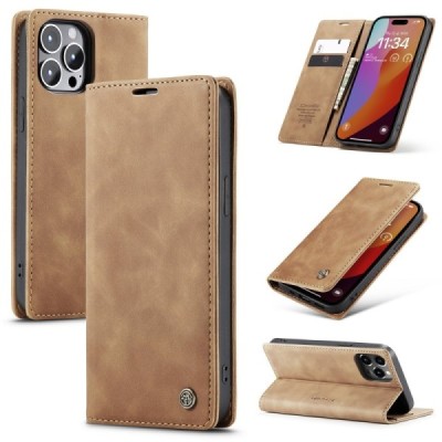 Apple iPhone 16 Pro Max CaseMe Retro Solid Flip Case Book - Light Brown | Priedai.lt