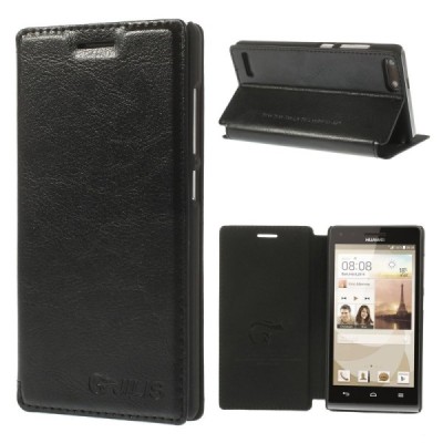 Huawei Ascend G6 atverčiamas Jilis juodas odinis dėklas - knygutė / Priedai.lt