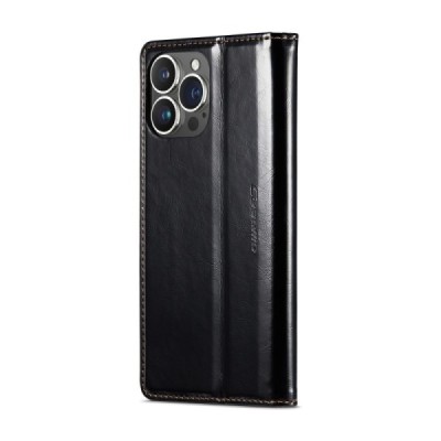 Apple iPhone 16 Pro Max CaseMe Leather Solid Flip Case Book - Black | Priedai.lt