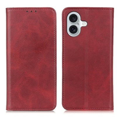 Apple iPhone 16 Plus "Split" red leather flip case - book | Priedai.lt
