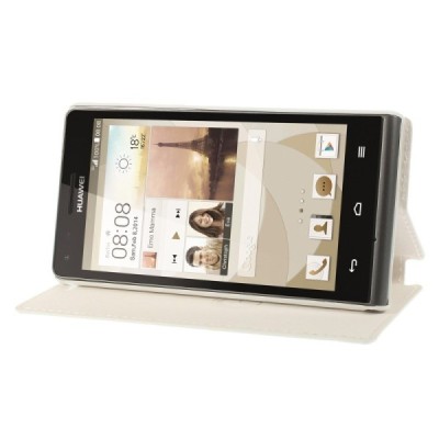 Huawei Ascend G6 atverčiamas Jilis baltas odinis dėklas - knygutė / Priedai.lt