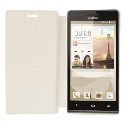 Huawei Ascend G6 atverčiamas Jilis baltas odinis dėklas - knygutė / Priedai.lt