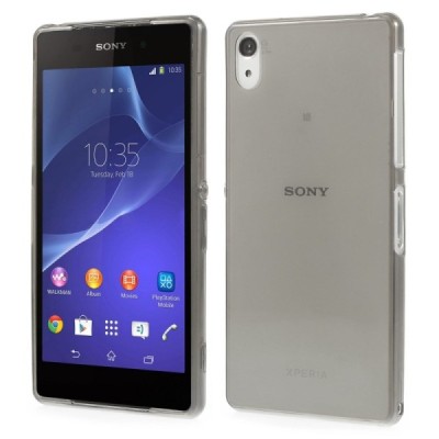 Sony Xperia Z2 skaidrus (permatomas) kieto silikono TPU ploniausias pasaulyje pilkas dėklas / Priedai.lt