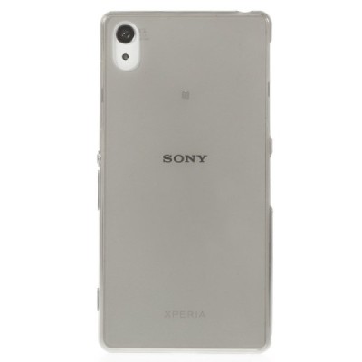 Sony Xperia Z2 skaidrus (permatomas) kieto silikono TPU ploniausias pasaulyje pilkas dėklas / Priedai.lt