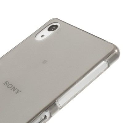 Sony Xperia Z2 skaidrus (permatomas) kieto silikono TPU ploniausias pasaulyje pilkas dėklas / Priedai.lt