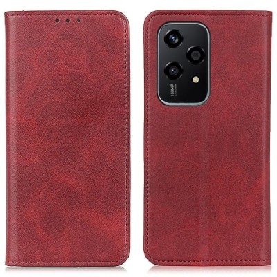 Honor 200 Lite "Split" red leather flip case - book | Priedai.lt
