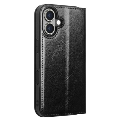 Apple iPhone 16 "QIALINO" flip-up leather case cover - black | Priedai.lt